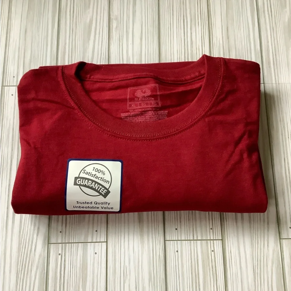 NWT! Men’s Cotton T-shirt Short Sleeve Wine Red (XL) - Picture 3 of 3